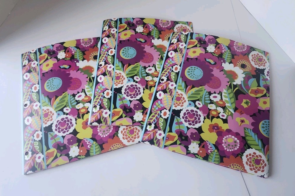 Vera Bradley Va Va Bloom Plastic Pocket Binder Dividers Lot 3 Floral 3-Ring Fold