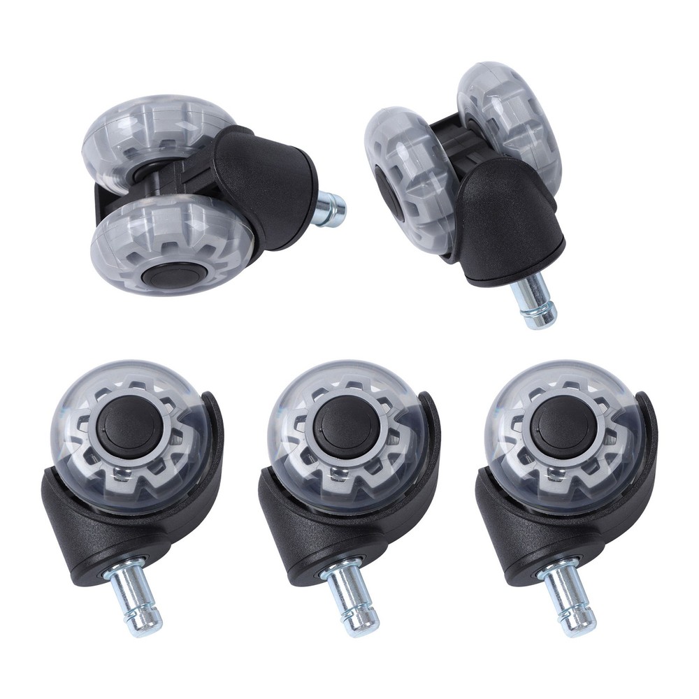 5 Pack Office Chair Wheels Replacement Rubber Chair Casters 360° Swivel 2 Inch