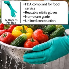 11 Mil Reusable Green Nitrile Gloves Chemical Resistant Diamond Textured