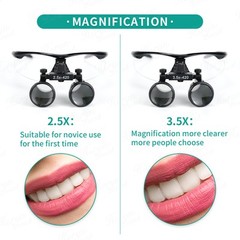 2.5X 3.5X Dentist Loupes Dental Binocular Glass Magnifier with 3W Led Light