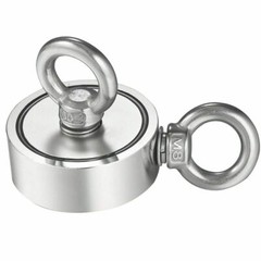 500LBS Double Sided Fishing Magnets Round Salvage Neodymium Hunt Magnet or Rope