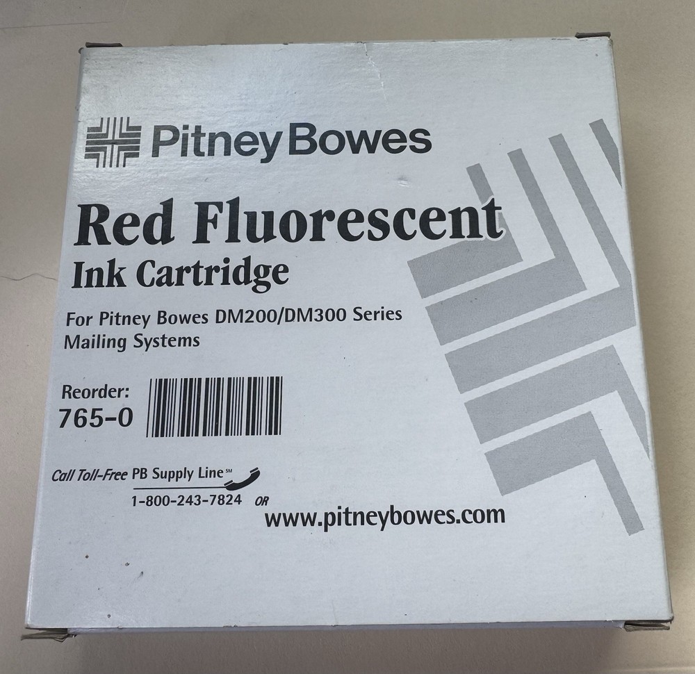 Pitney Bowes Red Fluorescent Ink Cartridge 765-0 For DM200,DM300 Series Systems