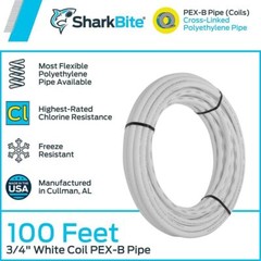Sharkbite 3/4In X 100′ White Polyethylene Pex Coil Tubing
