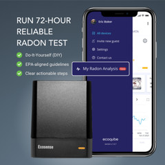 Ecosense EQ100 EcoQube, WiFi connected Digital Radon Detector,Remote Data access
