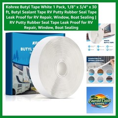 Butyl Tape White 1 Pack, 1/8″ x 3/4″ x 30 ft, Butyl Sealant Tape RV Putty Rub…
