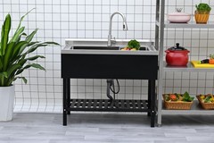 huge Utility Sink Balck Commercial Watersink Free Standing Kitchen Sink 40”