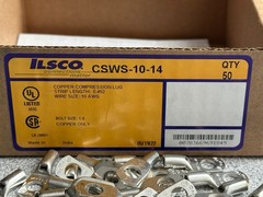 NEW Box of 50 Ilsco CSWS-10-14 Compression Lugs 1-Hole Copper 10 AWG, 1/4″ Stud