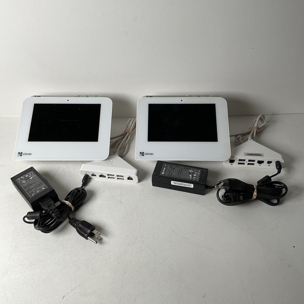 Clover Mini C302U 2nd Gen POS System Hub & Power Supply–Locked Working Lot Of 2