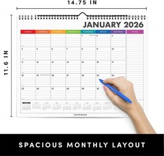 PAPERAGE 2026 Calendar, 12 Months (January 2026 – December Medium, Rainbow