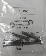 clevis pin grooved 6mm x 35mm stainless steel with clip made in the USA set (5)