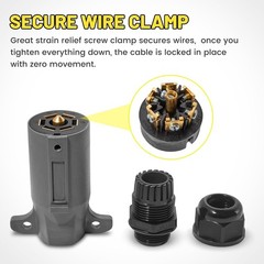 Conector de remolque de 7 pines para autocaravana con sello impermeable IP68, co