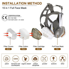 Full Face Gas Mask Painting Spraying Respirator w/Filters for 6800 Facepiece US