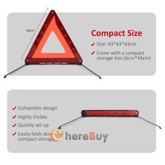 3X Reflective Warning Triangles Emergency Kit For Car Safety Security Truck Road