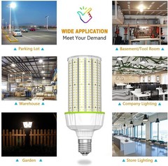 (2-Pack) 480V LED Corn Light 200W (800w HID MH HPS Eq.) Warehouse High Bay Bulb