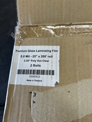 PREMIUM GLOSS LAMINATING FILM 5MIL-25″ X 200′ 2.25″ Core POLY OUT 2/rolls box