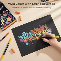 120 Colors Acrylic Paint Markers Dual Tip Dual Colors Brush Tip Pens for Rock