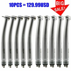 10*SANDENT Dental High Speed Turbine Handpiece Push Button Standard Head 4 Hole