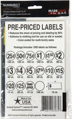 Sunburst Systems 1000 Garage Sale Price Stickers Pink Pre-printed Labels 7035