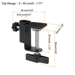 2Pcs 0.49″ Hole Dia. Universal C-Clamp Desk Clamp for Table Lamp Mic Arm Black