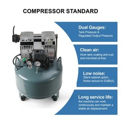 40L Portátil Compresor de aire silencioso médico dental libre de aceite 800W