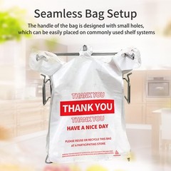White Thank You Plastic Shopping Bags with Handles 100 Pack