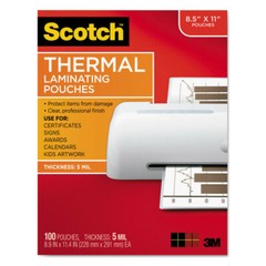 Scotch TP5854100 5 mil 8-1/2″ x 11″ Thermal Laminating Pouches (100/Pack) New