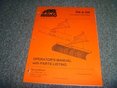 Rhino RB Rear Blade RR Rock Raker User Owner Operator Parts Catalog Manual xz