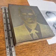 VINTAGE LETTERPRESS PRINTING BLOCK CUT 50’s Male Portrait Half Tone 6 Inch