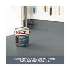 KILZ 1-Part Epoxy Acrylic Concrete & Garage Floor Paint, Slate Gray, Satin, I…