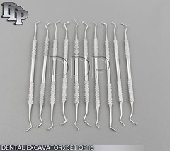 SET OF 10 DENTAL SPOON BLADE EXCAVATORS RESTORATIVE COMPOSITE CAVITY CARIOUS KIT