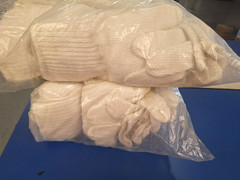24 Pairs-Women’s Large- BLEACHED WHITE STRING KNIT POLY COTTON GLOVES- 710SBW