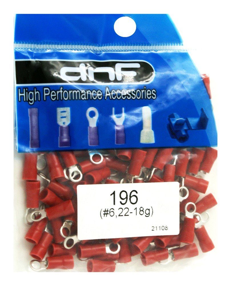 (100 PACK) 22-18 GAUGE RED RING TERMINALS ELECTRICAL WIRE CONNECTORS #6