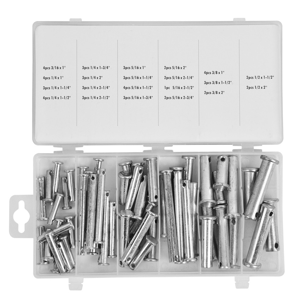 Universal 60 Pieces Clevis Pin Assortment 3/32 in,1/8 in and 5/32in Pin Hole