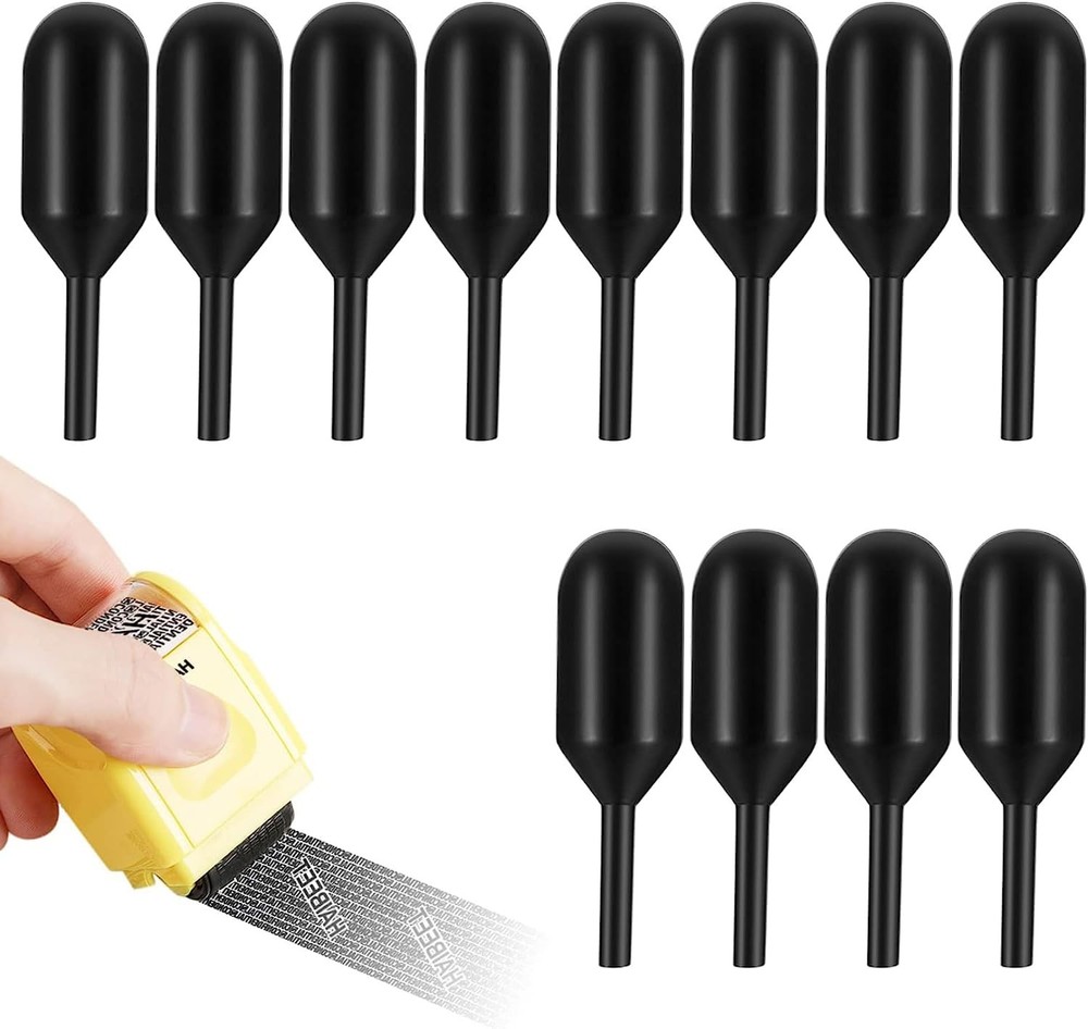 Identity Theft Protection Roller Stamps, 12 Pcs 1.26 x 0.4 inches, Black