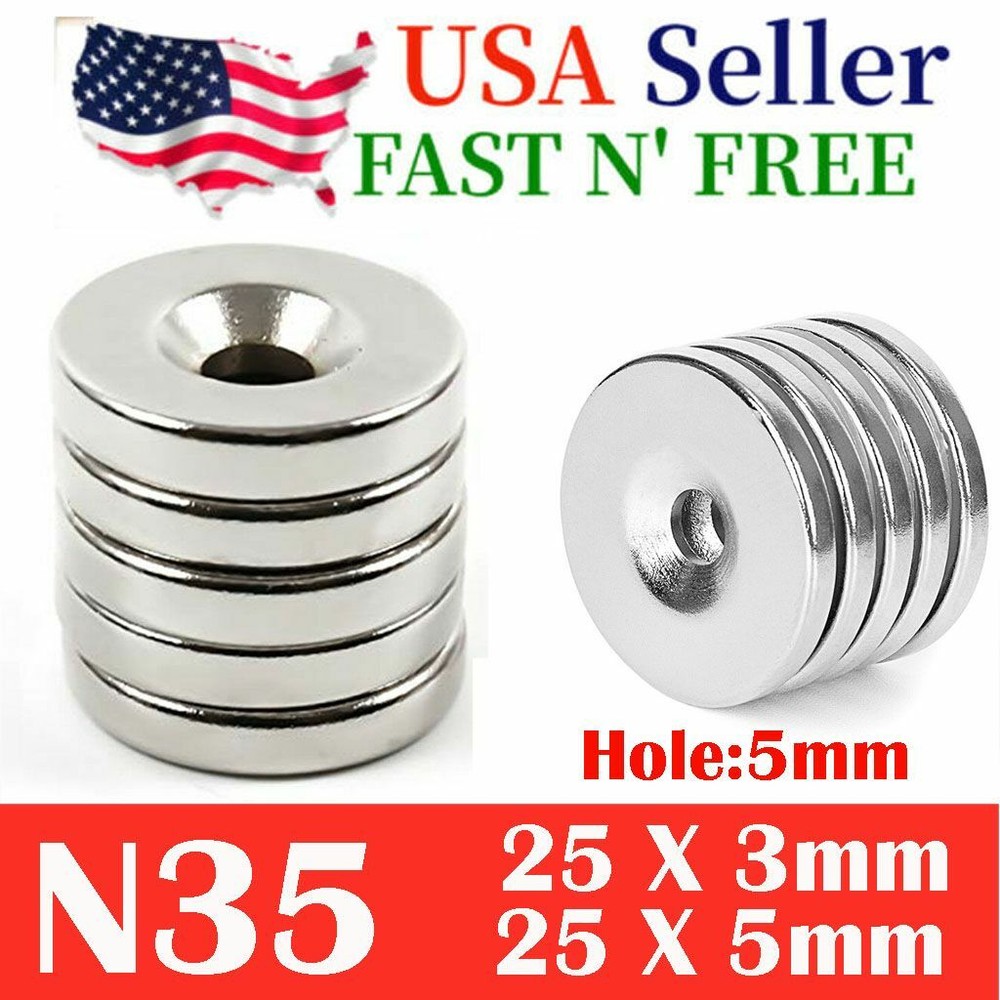 US N35 Countersunk Ring Round Disc Strong Magnets Rare Earth Neodymium Hole