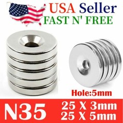 US N35 Countersunk Ring Round Disc Strong Magnets Rare Earth Neodymium Hole