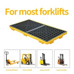 2 Drum Modular Spill Containment Pallet | 2000LBS Capacity | Leakproof Yellow