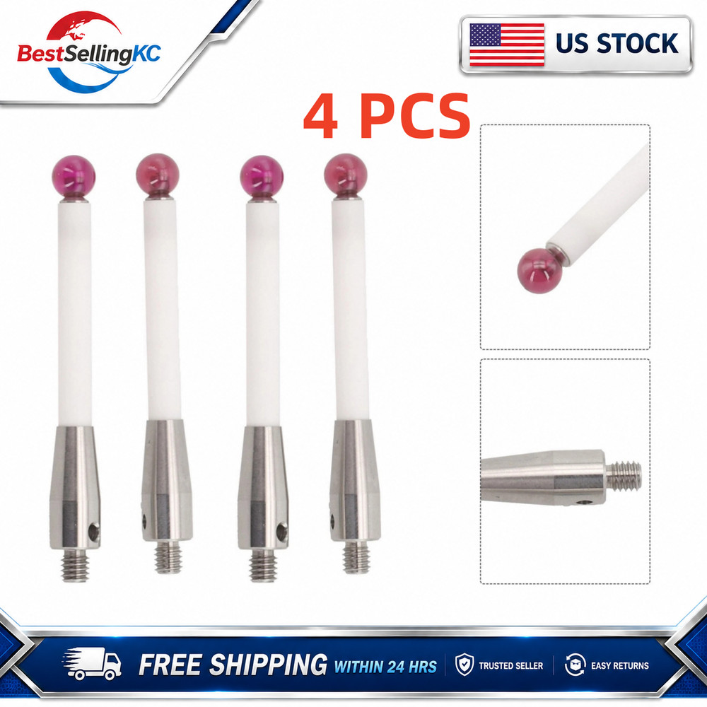 4Pcs For Renishaw A-5000-3709 CMM Probe Stylus 50mm-Ceramic Stem – 6mm Ball NEW