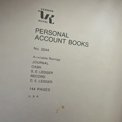 Vintage Royal Vernon Line D.E. Ledger Book No. 2044 Accounting Records 144 Pages