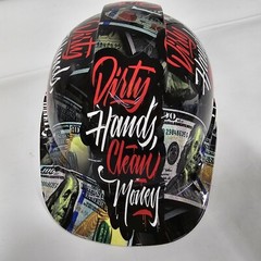 CAP STYLE hard hat custom hydro dipped IN DIRTY HANDS CLEAN MONEY NEW