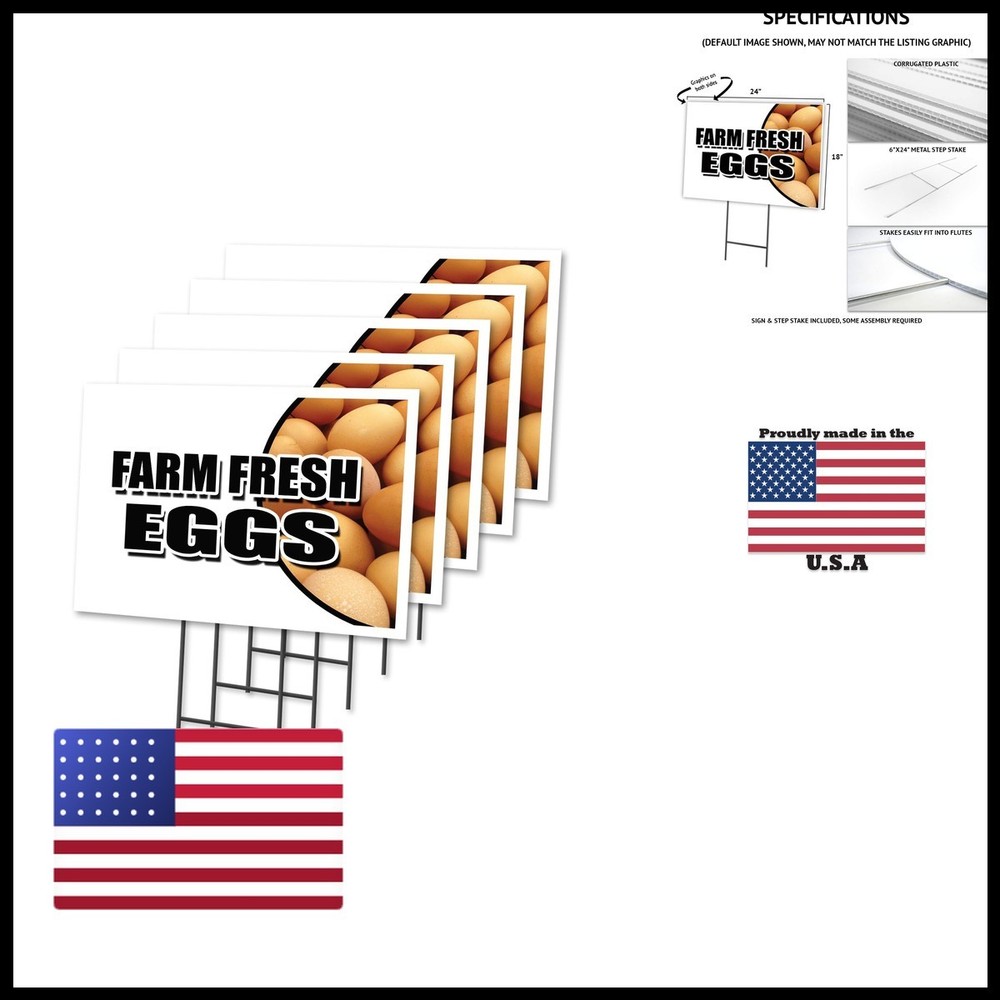 Signmission Farm Fresh Eggs 5 Pack Of 18 X 24 Yard Your Included Image On Both