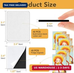 40 Pack Sublimation Magnet Blanks Set,Personalized Sublimation Refrigerator Magn