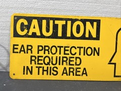 Vintage Metal Safety Sign Caution Ear Protection Required Industrial Garage