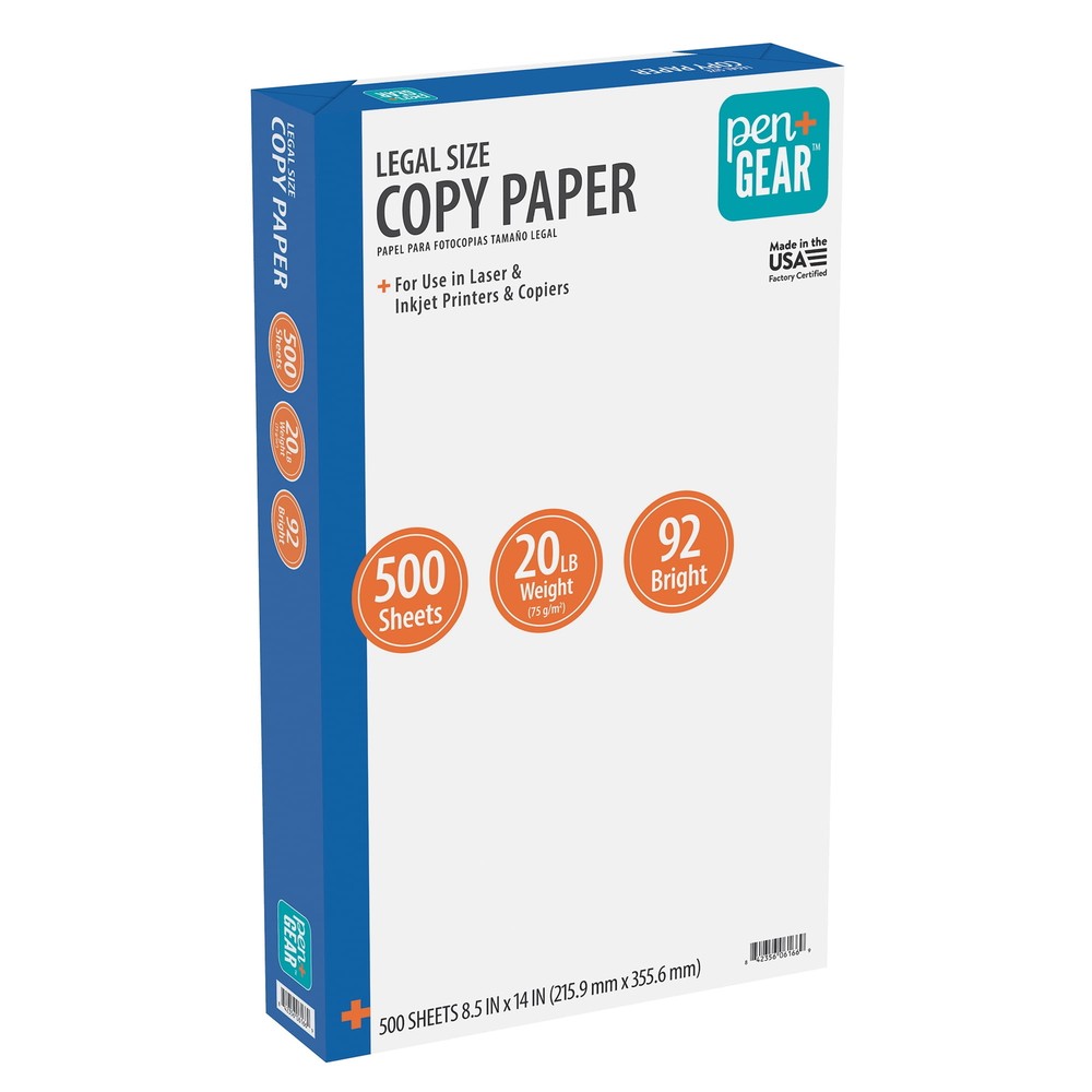Copy Paper, 8.5″ x 14″, Legal Size, 92 Bright, White, 20 lb.,1 Ream (500 Sheets)