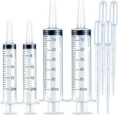 4 Pack 20ml & 60ml Plastic Syringe, Large Syringes Without Needle for Scientific
