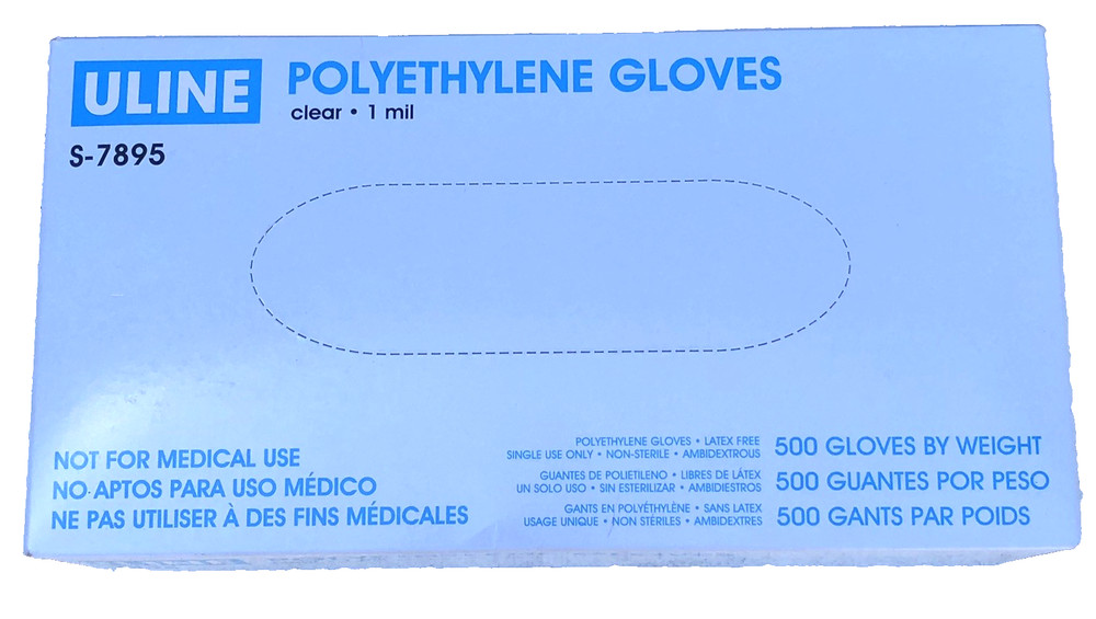 Uline 500 Polyethylene Gloves Clear 1 Mil S-7895 Single Use Ambidextrous New Box