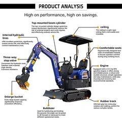 Free Ship Mini Excavator 1 Ton Digger 13.5hp Gas Tracked Crawler EPA Engine