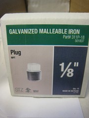 10 X CODA STZ 501837 1/8 In. Galvanized Pipe Plug – Quantity 10