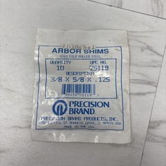 PRECISION BRAND 25119 Arbor Shim,Steel,0.125 in Thk,PK10 5FY56