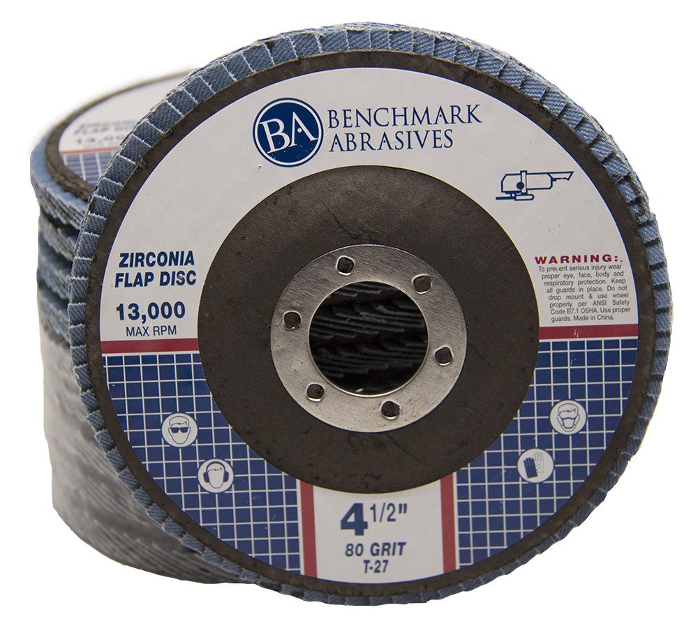 10 Pack 4.5” x 7/8″ Professional 80 Grit Zirconia Flap Disc Grinding Wheels T27